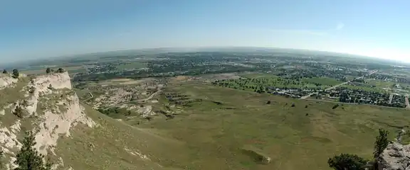 View northeast over the North Platte valley from the bluffs of Scotts Bluff National Monument, Nebraska